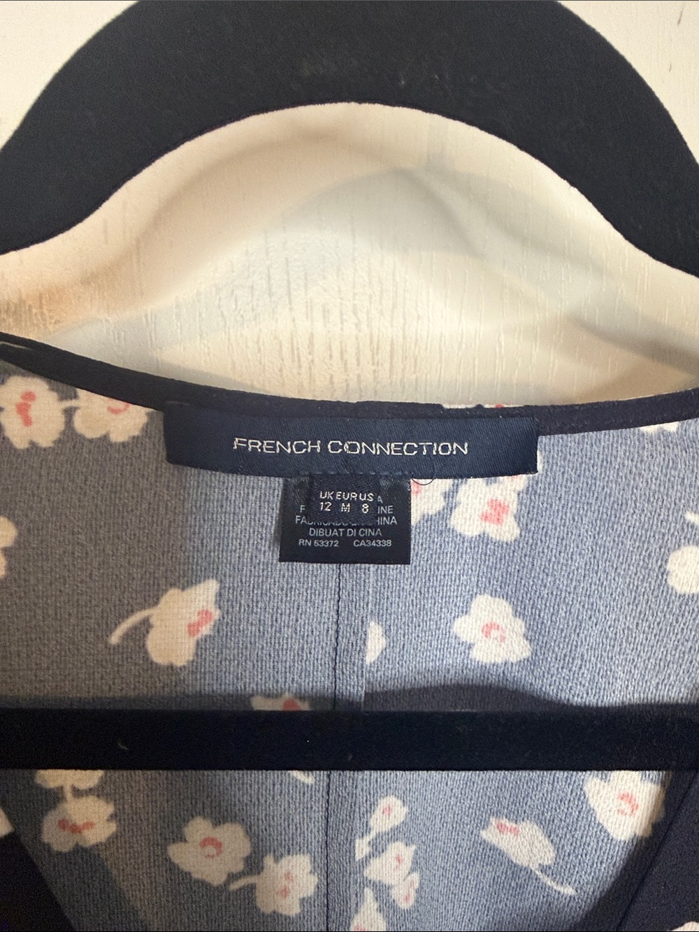 French Connection Black Mini Dress with Pink Floral Print - Picture 2 of 7
